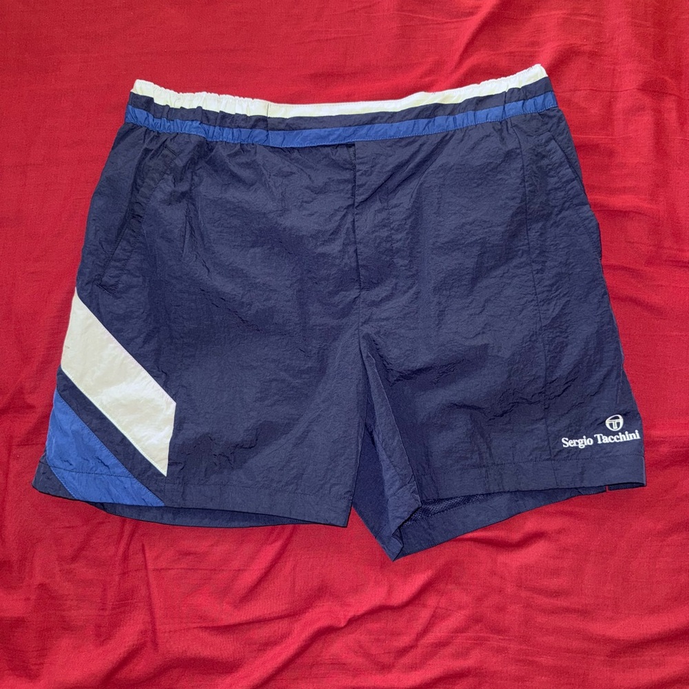 Authentic Sergio Tacchini Navy Blue Athletic Shorts